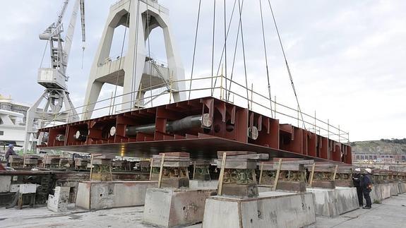 La colocación de la quilla del buque cablero 'Living Stone' ha sido hoy.