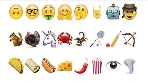 Algunos de los nuevos emoticonos. 
