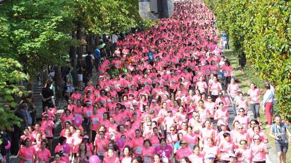 Miles de mujeres tiñen de rosa las calles de Vitoria
