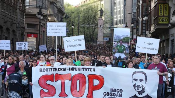 Manifestación en Bilbao por Iñigo Cabacas en el 2014.