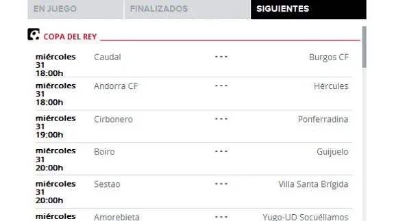 Copa del Rey 2017: horarios y resultados de los partidos de fútbol de la primera ronda