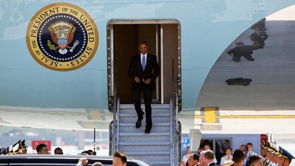 Obama a su llegada a China.