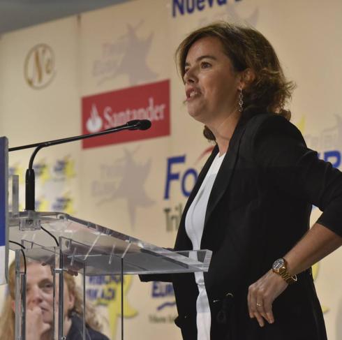 Soraya Saenz de Santamaría, en su acto de Bilbao.