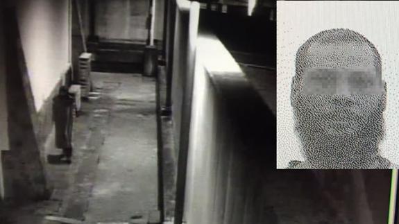 La comisaría de Beasain y, a la derecha, fotografía del hombre que se coló en ella.EC