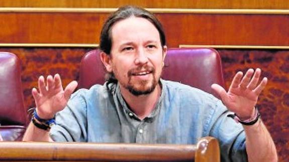 Pablo Iglesias, ayer en el pleno del Congreso. :