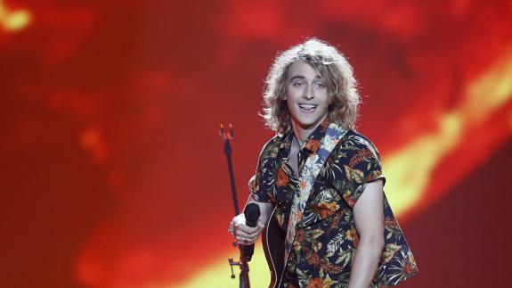 El español Manel Navarro, durante su actuación en el último festival de Eurovisión.