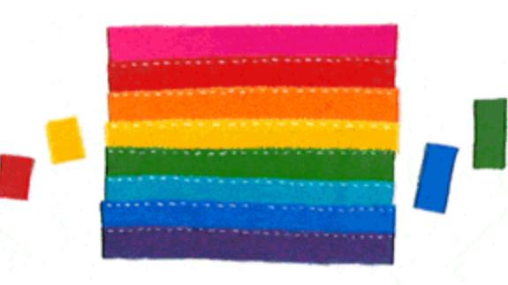 Diseño de Gilbert Baker, recreado en el Doodle de Google de hoy 2 de junio.