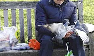 Un anciano da de comer a unas palomas./E.C.