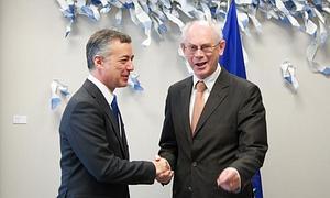 Urkullu y Van Rompuy, este miércoles en Bruselas./ Efe