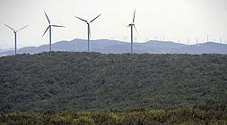 Aerogeneradores de Gamesa en el parque eólico de Alaiz, Navarra./ AFP