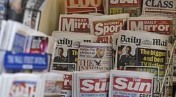 Quiosco con prensa en inglés.