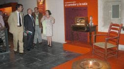 Javier García Turza,  Luis Alegre y María Teresa Sánchez Trujillano, ayer, en la inauguración. / F. D.
