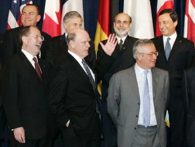 Ministros de Finanzas y presidentes de los bancos centrales de países del G-7 durante una reunión. / AP