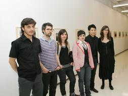 David Cívico, Sánchez Asua, Alaitz Arenzana, Elssie Ansareo, Chie en Jao y Cristina Gutiérrez Meurs, al presentar la muestra./ M.LÓPEZ