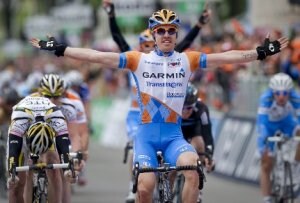 Farrar celebra la victoria en la meta de Utrecht . ::                             EFE