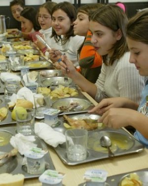Alumnos comen en un centro escolar vasco. ::                             PEDRO URRESTI