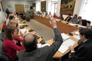 Votación durante una sesión plenaria en el Ayuntamiento de Miranda. ::
AVELINO GÓMEZ