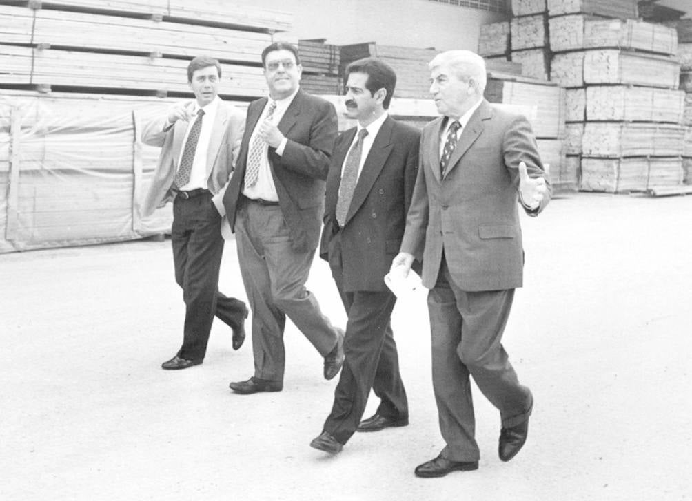 1996. Visita a la empresa Aspla de Miguel Ángel Revilla y Jesús Oria