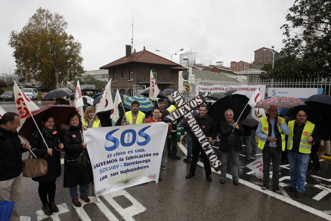 Concentración de los trabajadores de Solvay