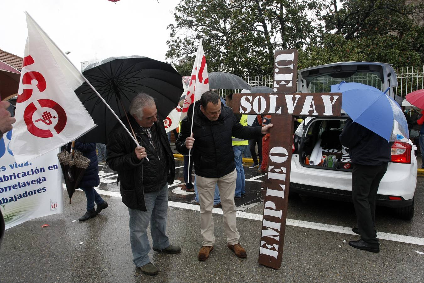 Concentración de los trabajadores de Solvay