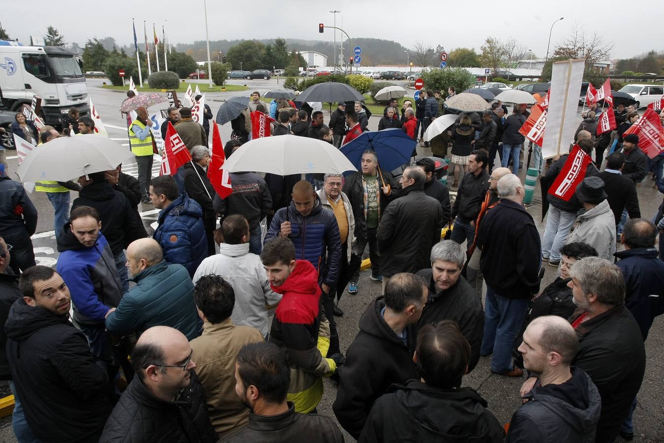 Concentración de los trabajadores de Solvay