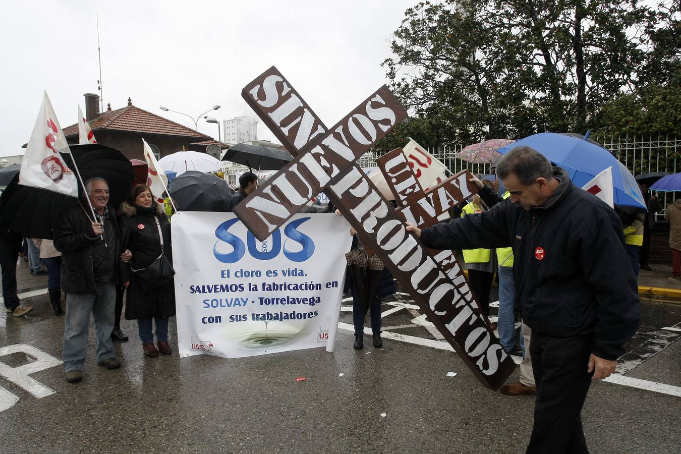 Concentración de los trabajadores de Solvay