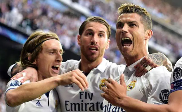 Luka Modric, Sergio Ramos y Cristiano Ronaldo.