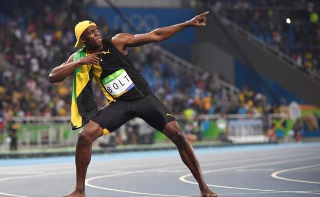 Usain Bolt, tras lograr la medalla de oro en los 100 metros en Río 2016. 