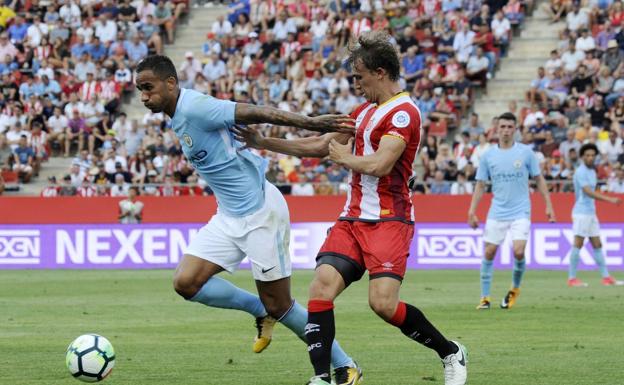 El Girona, en un partido amistoso ante el Manchester City.