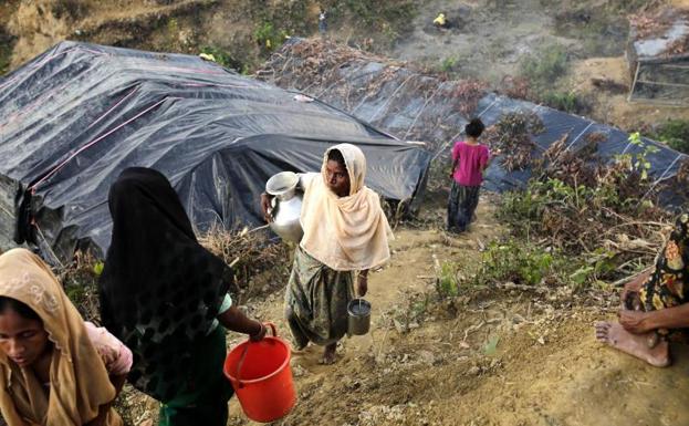 Campamento de refugiados rohinyá en Bangladesh.