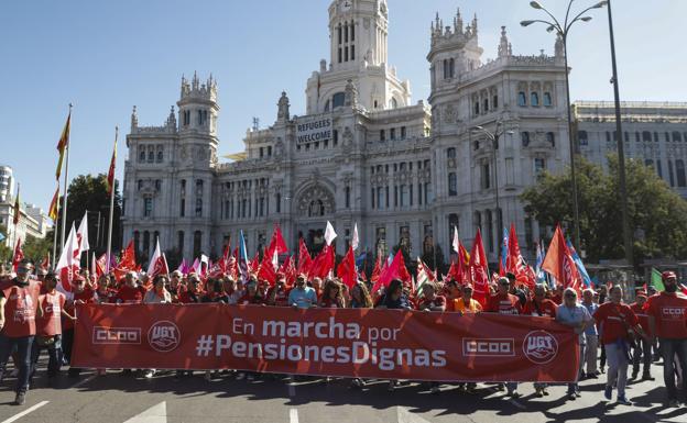 Manifestación en Madrid por unas pensiones dignas.