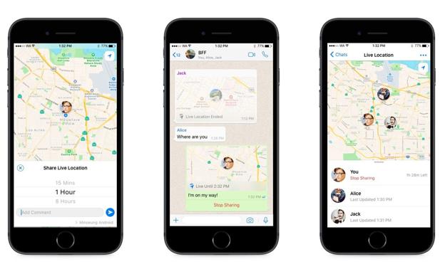 La nueva opción de ubicación en tiempo real de Whatsapp.