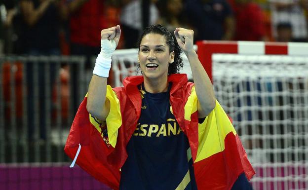 rónica Cuadrado, tras disputar un partido con la selección. 