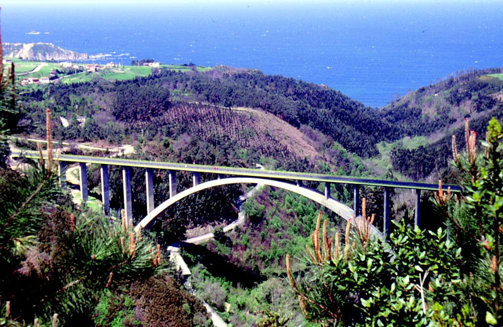 Carretera entre Novellana y Cadavedo. Viaducto de la Regenta, obra de Juan José Arenas y Marcos Pantaleón.