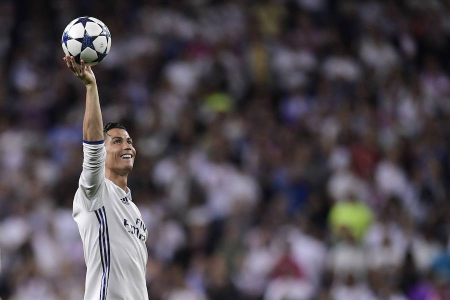 Cristiano Ronaldo tras anotar tres goles ante el Bayern de Múnich.