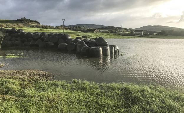 Las fuertes lluvias dejaron zonas inundadas como algunos pastos de la zona de Entrambasaguas.