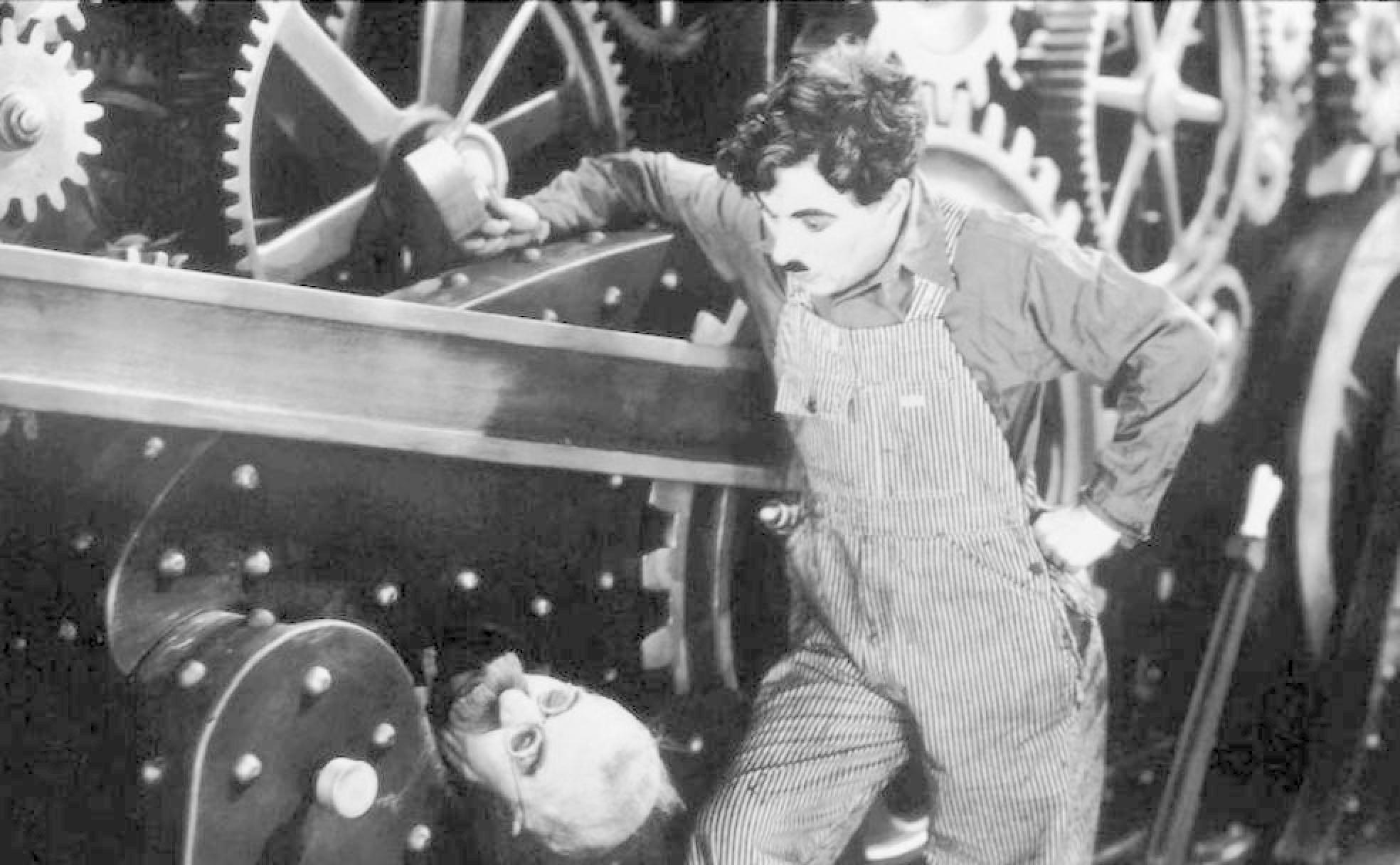 Charles Chaplin caracterizado como Charlot para la película 'Tiempos modernos' (1936).