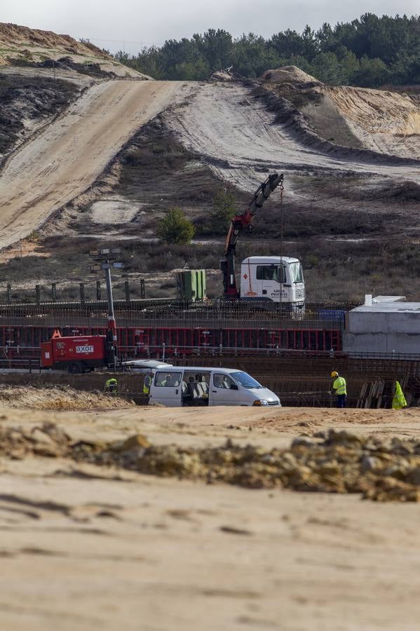 Trabajos en la autovía entre Aguilar y Burgos