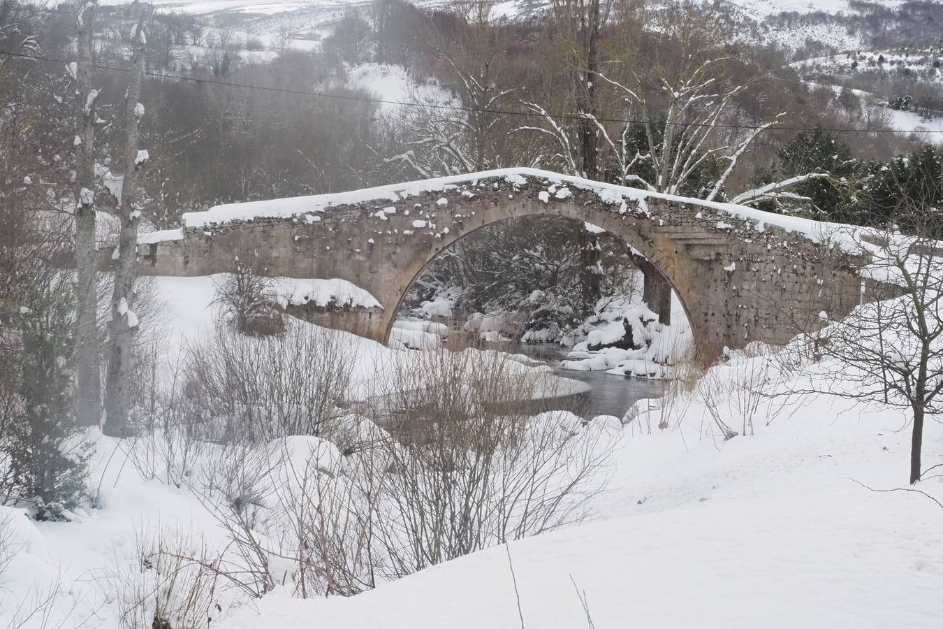 Un manto blanco cubre la zona de Campoo