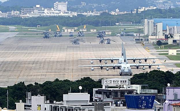 Vistas generles de una base militar estadounidense. 