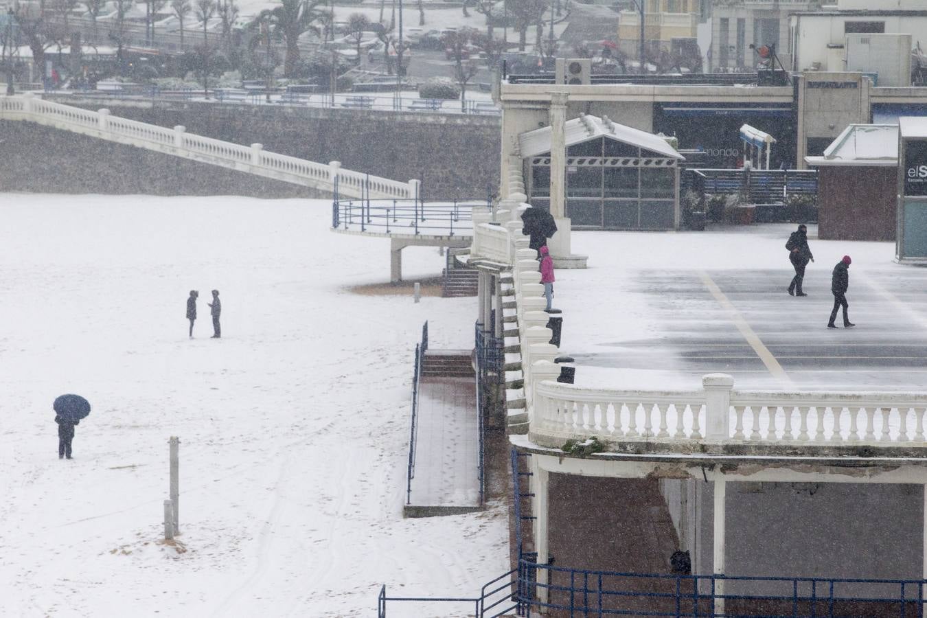 Fotos: A clase y a trabajar bajo la nieve