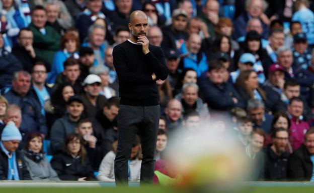 Pep Guardiola, durante un partido con el Manchester City. 