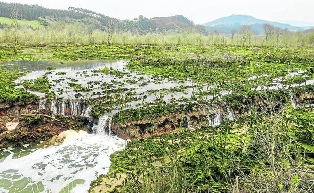 El agua vuelve a reclamar el espacio que le habían arrebatado y brota ya entre los rellenos.