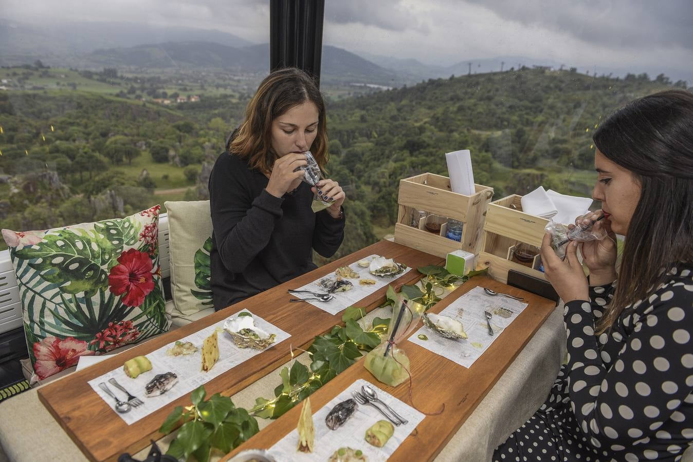 El Parque de la Naturaleza de Cabárceno ofrece este verano la experiencia de cenar en sus telecabinas con un menú elaborado por el chef Sergio Bastard