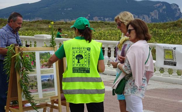 Los integrantes de Bosques de Cantabria colocaron un stand informativo. 