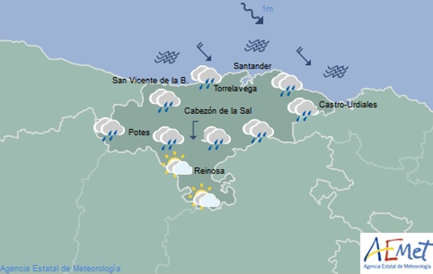 Previsión para hoy por la tarde.