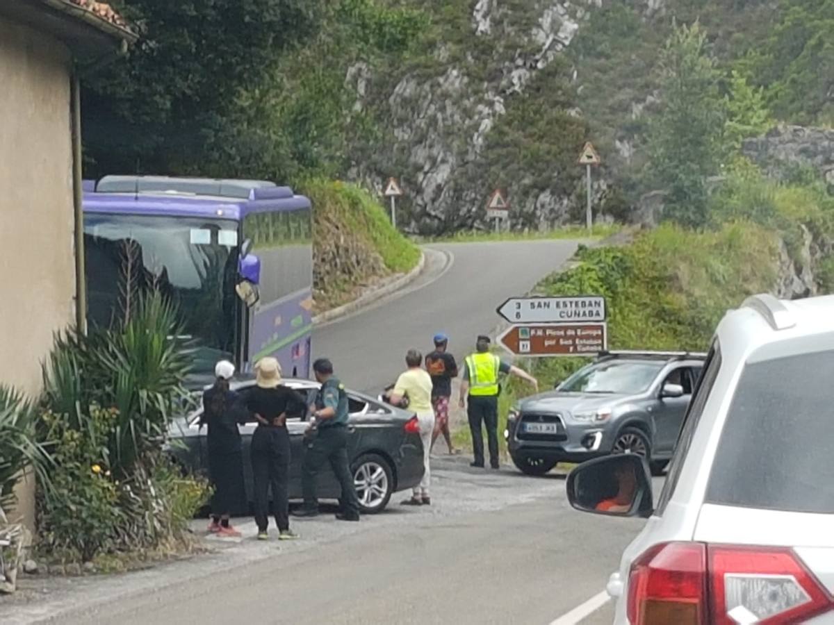 Fotos: Un accidente leve colapsa el desfiladero de la Hermida