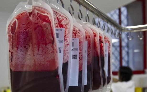 Bolsas de plasma en el Banco de Sangre