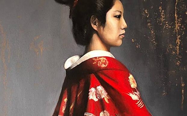Obra 'La joven del kimono rojo'