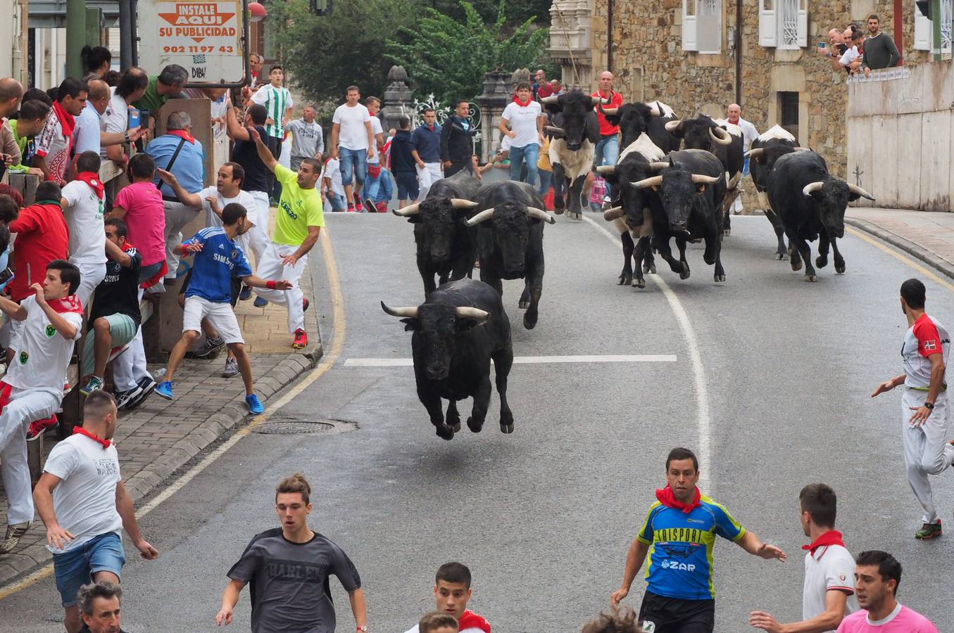 Fotos: Imágenes del primer encierro de las fiestas de Ampuero